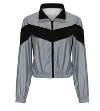 Load image into Gallery viewer, Women Tracksuits 2 Piece Set Reflective Zip Crop Top Pants Windbreaker Fashion Female Loose Glow Jacket Coat Trousers Plus Size